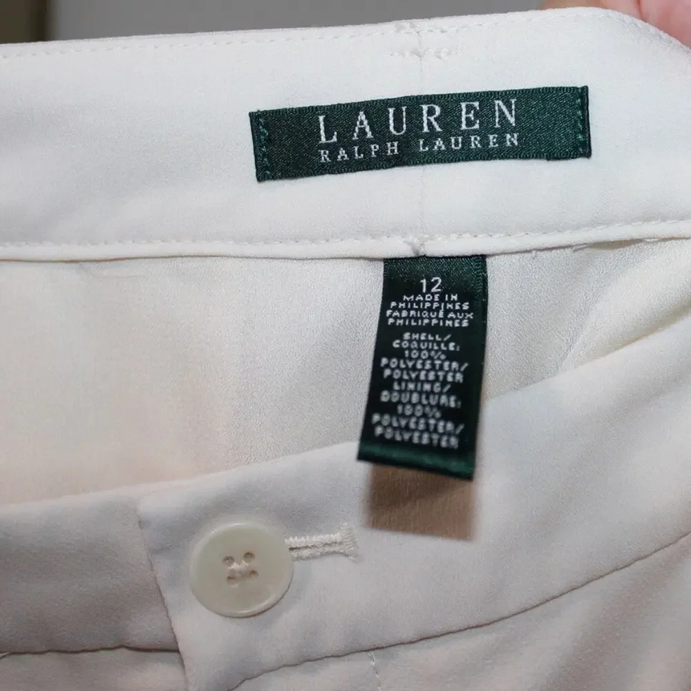 Lauren Ralph Lauren Cream Wide Legged Pants Size 12